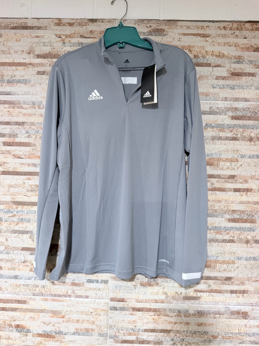 adidas Gray Long Sleeve 1/4 Zip Training Top